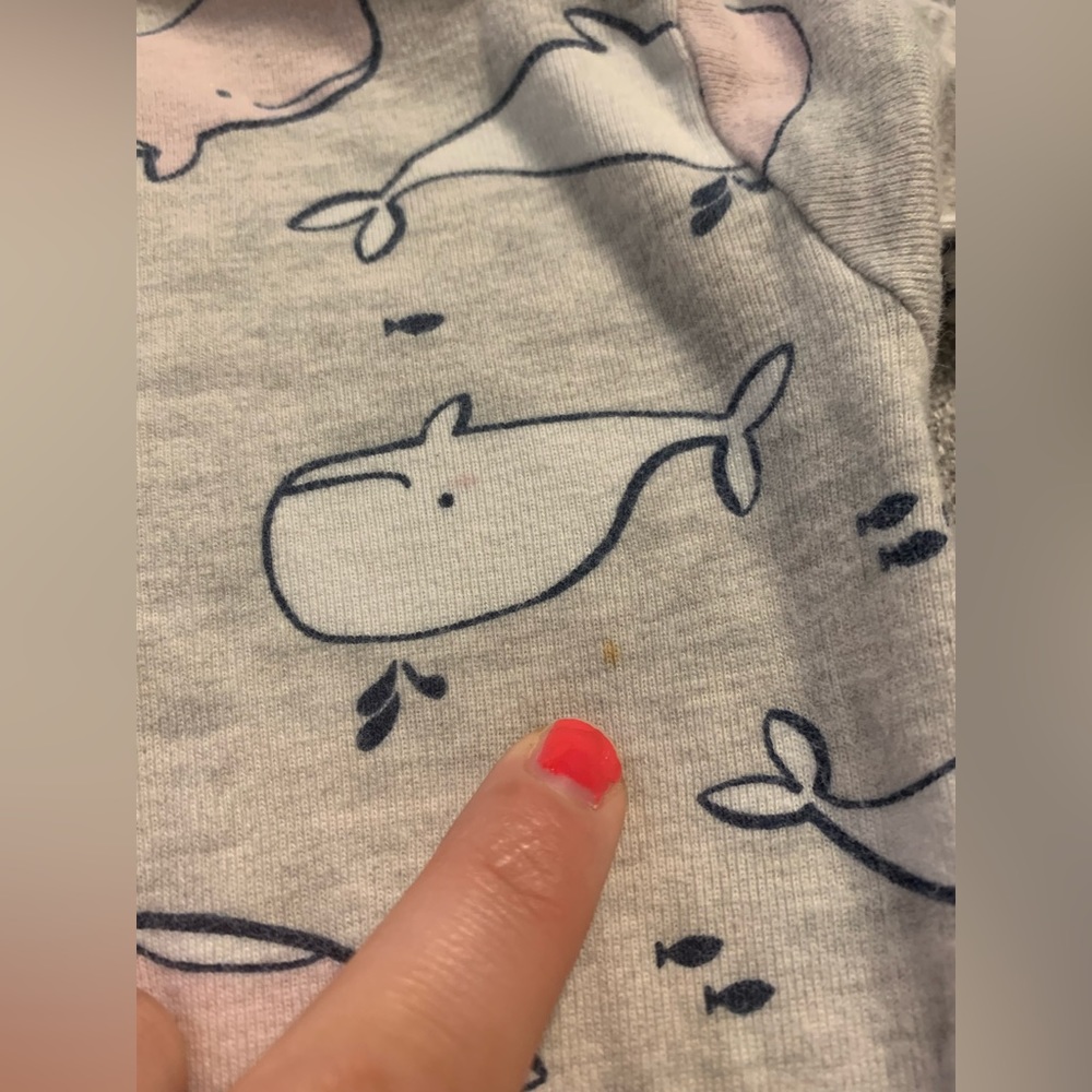 Lot of 3 baby pajamas carters size 18 months fleece sloths, butterfly & whales - Picture 6 of 10